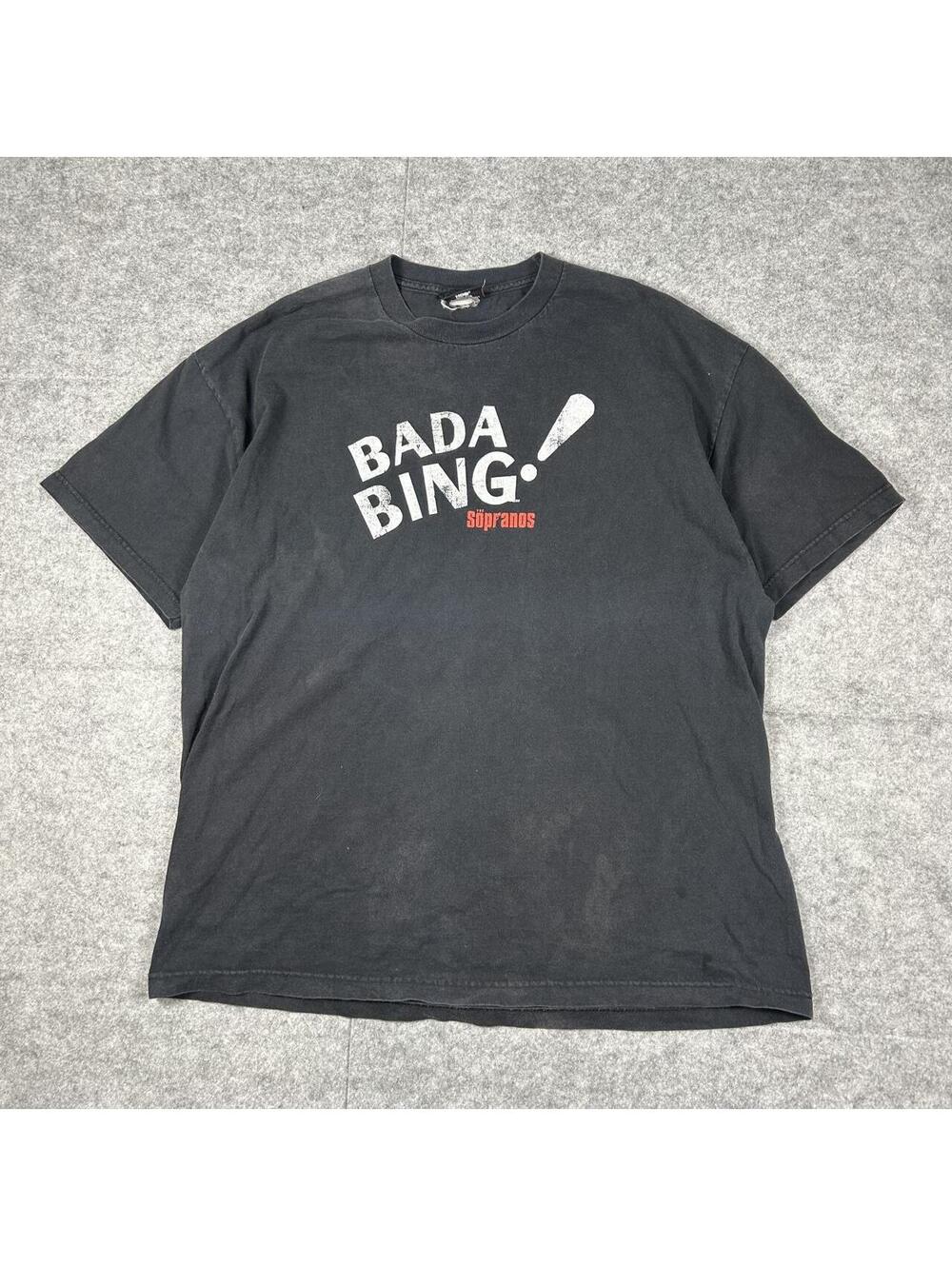 Rare Vintage The Sopranos Bada Bing TV Show Promo Black Faded T Shirt Size XL
